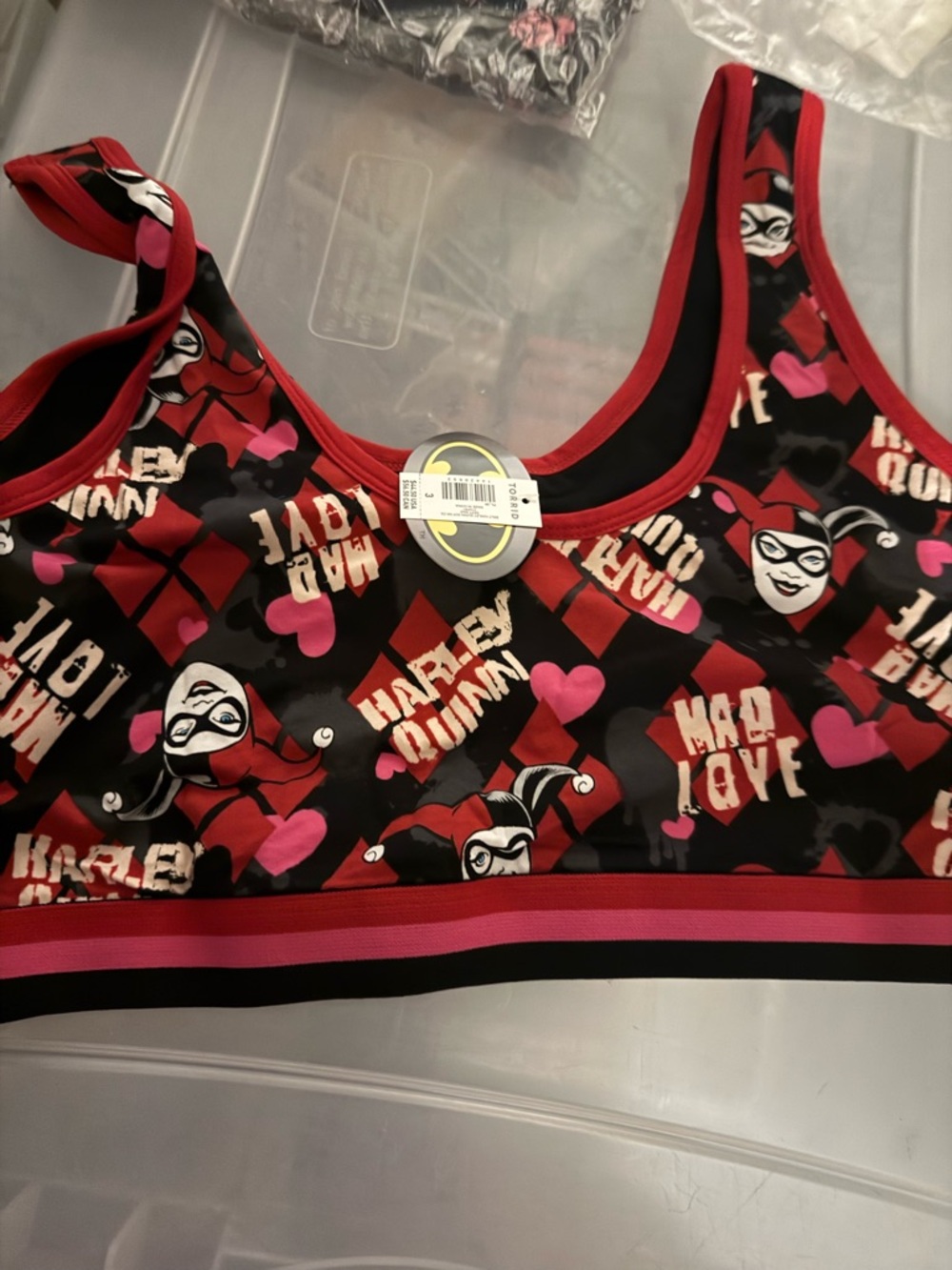 Torrid 3 (3X) DC Comic Harley Quinn Wireless Scoop Neck unlined Bra bralette NWT